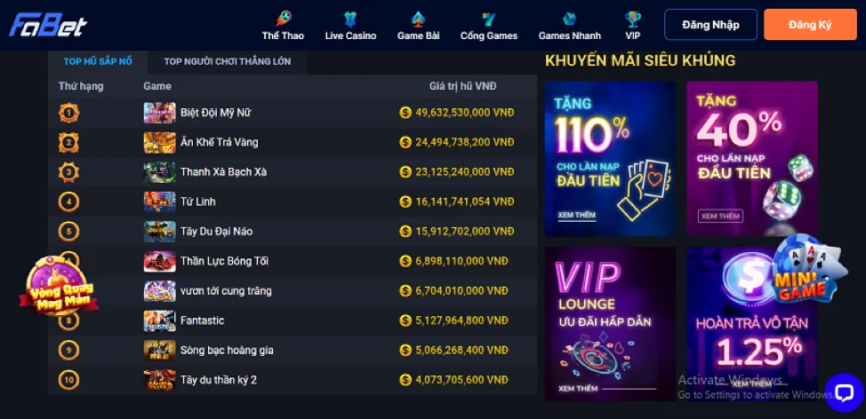 Tổng hợp các trò chơi cá cược và giải trí tại 98win58